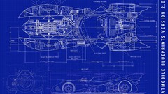 Blue Batman 3d dc comics Batmobile blueprints