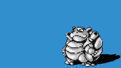 Blue black and white blastoise pixel art