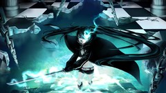 Blue black and white weapons Anime Manga Swords flames anime 