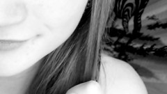 Blue black and white woman Hearts blue eyes