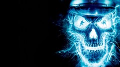 Blue black background skulls Wolfenstein