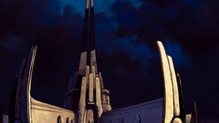 Blue buildings science fiction deviantart magic: the gathering 