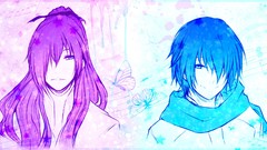 Blue Butterflies pink vocaloid kamui gakupo anime boys Kaito 