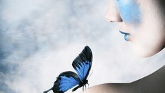 Blue Butterflies woman blush