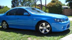 Blue cars grass ford