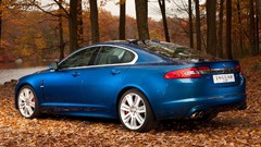 Blue cars Jaguar XFR