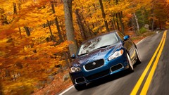 Blue cars Jaguar XFR