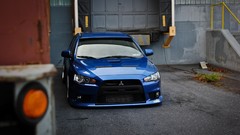 Blue cars Mitsubishi Evolution vehicles Lancer Evo X tuned
