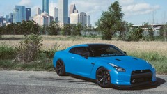 Blue cars nissan gtr