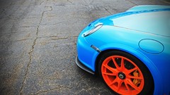 Blue cars Porsche Flipped Rims blue cars mirrored