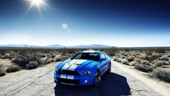 Blue cars skyscapes deserts Ford Shelby