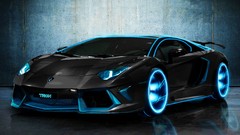 Blue cars Tron Lamborghini-Aventador