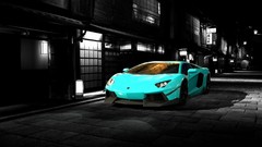 Blue cars Turquoise urban vehicles Supercars selective coloring