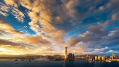 Blue clouds Hong Kong cityscapes skyscapes