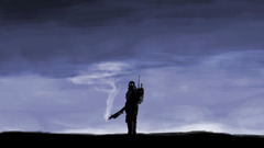 Blue clouds silhouettes