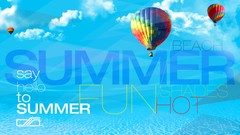Blue clouds summer one Typography Balloons hello fun hot air 