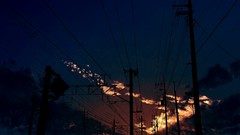 Blue clouds twilight outdoors skies scenic power lines 