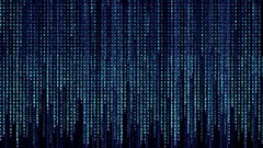 Blue code matrix waterfalls artwork