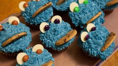 Blue cookies cupcakes icing Cookie Monster