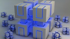 Blue cubes abstract neon