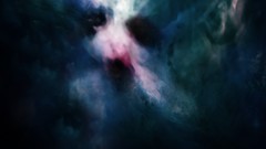 Blue dark smoke spirit ghost faces blurred artwork