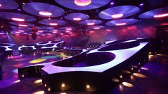 Blue design neon lighting lounge bar architecture night club