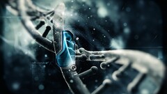 blue DNA Science schematic biology digital art genetics