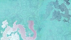 Blue dragon shapes abstract