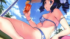 Blue drinks Beaches anime girls bikini Freezing (manhwa) Rana 
