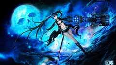 Blue eyes black rock shooter black hair