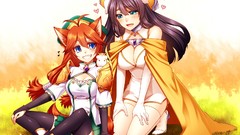 Blue eyes brunettes bare shoulders animal ears cleavage thigh 