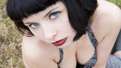 Blue eyes cleavage brunettes