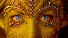Blue eyes gold masks