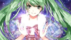 Blue eyes hatsune miku vocaloid green hair