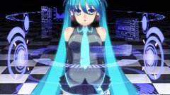 Blue eyes hatsune miku vocaloid twintails aqua hair