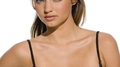 Blue eyes models miranda kerr black lingerie pink lipstick