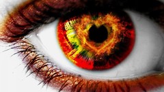 Blue eyes pink woman