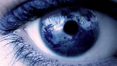 Blue eyes planets globes world map