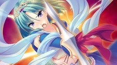 Blue eyes short hair hazuki game cg aqua hair