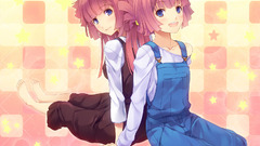 Blue eyes twins pink