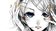 Blue eyes vocaloid kagamine rin Simple Background Migikata no 