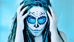 Blue faces thoughts sugar skulls