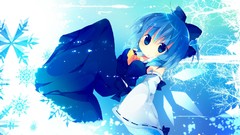 Blue Fairies bows blue hair anime girls short hair touhou cirno 