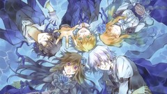 Blue Flowers circles Ribbons