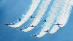 Blue flying Red Arrows