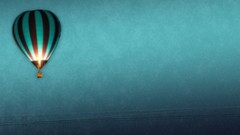 Blue flying vintage drawings hot air balloons