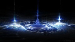 Blue Fractals abstract fractal spirals shining glowing 