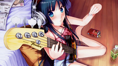 Blue girl eyes headphones guitars k - on mio akiyama