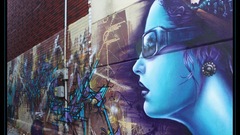 Blue girl graffiti Art street