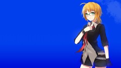 Blue glasses tie Shorts saber gloves blouse blondes bracelets 